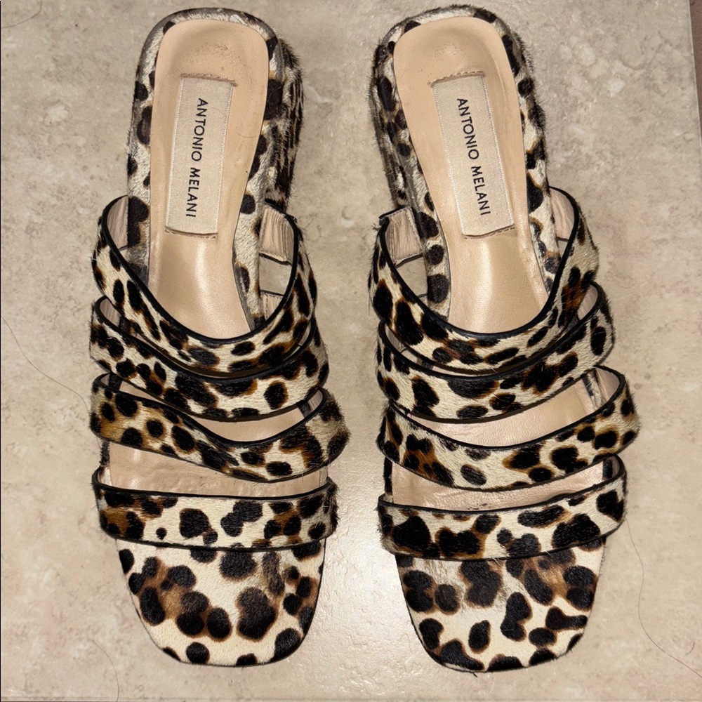 ANTONIO MELANI Animal Print Strappy Sandals